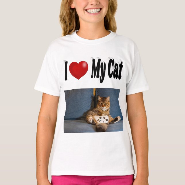 Ich Liebe mein Cat-Foto T-Shirt (Vorderseite)