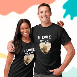 Ich Liebe mein Cat Heart Foto Name Schwarz T-Shirt<br><div class="desc">Ich Liebe mein Cat Heart Foto Haustier Name Black T - Shirt. Ein Foto in Herzform. Fügen Sie Ihr Foto und Ihren Namen hinzu.</div>