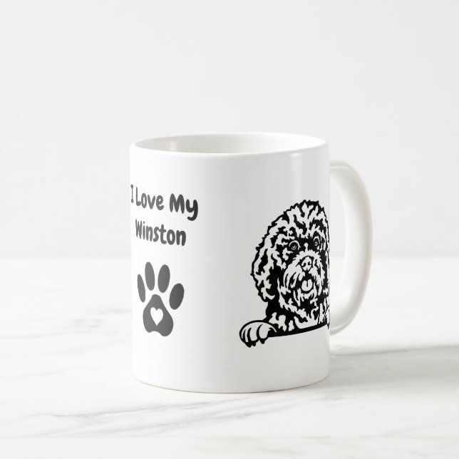 Ich Liebe mein CAVAPOO | Name & Paw Print Coffee T Kaffeetasse (VorderseiteRechts)