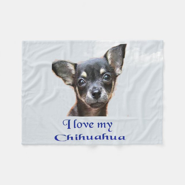 Ich Liebe mein Chihuahua Fleecedecke (Vorderseite (Horizontal))