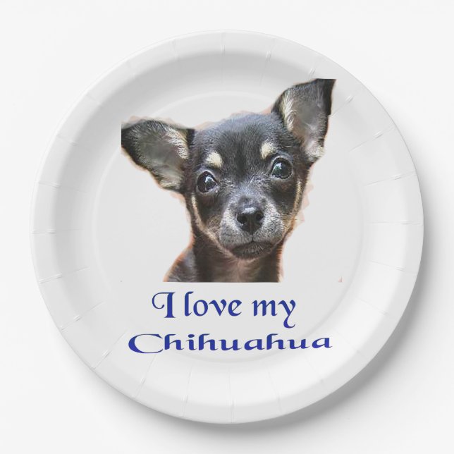 Ich Liebe mein Chihuahua Pappteller (Vorderseite)