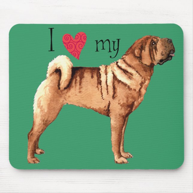 Ich Liebe mein chinesisches Shar-Pei Mousepad (Vorne)
