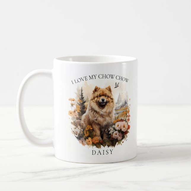 Ich Liebe mein Chow Chow Blumenportrait Kaffeetasse (Links)