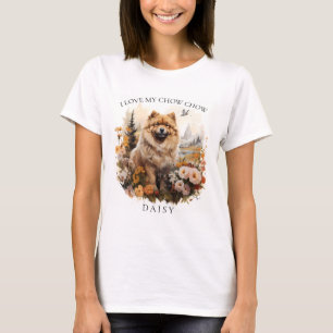 Ich Liebe mein Chow Chow Blumenportrait T-Shirt
