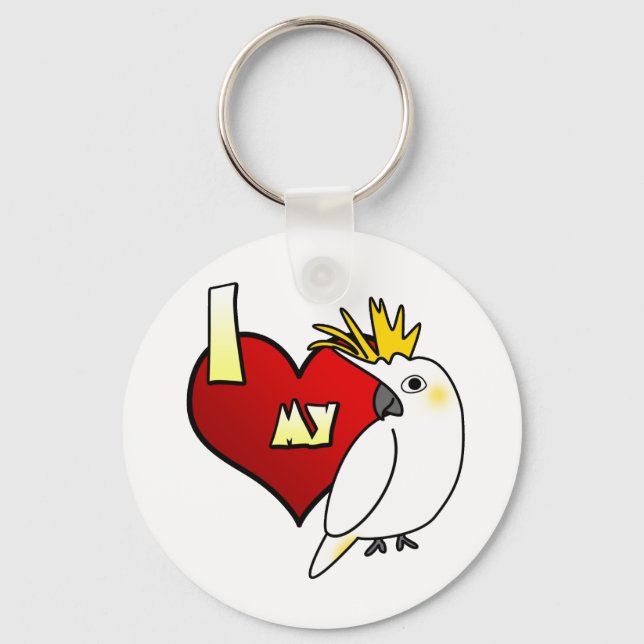 Ich Liebe mein Citron Cockatoo Schlüsselanhänger (Vorderseite)