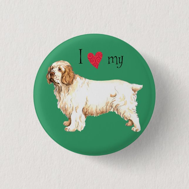 Ich Liebe mein Clumber Spaniel Button (Vorderseite)