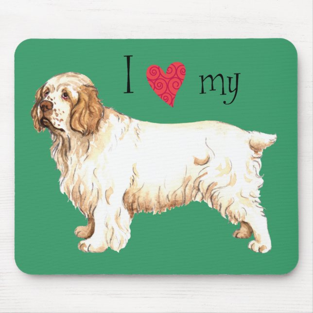 Ich Liebe mein Clumber Spaniel Mousepad (Vorne)