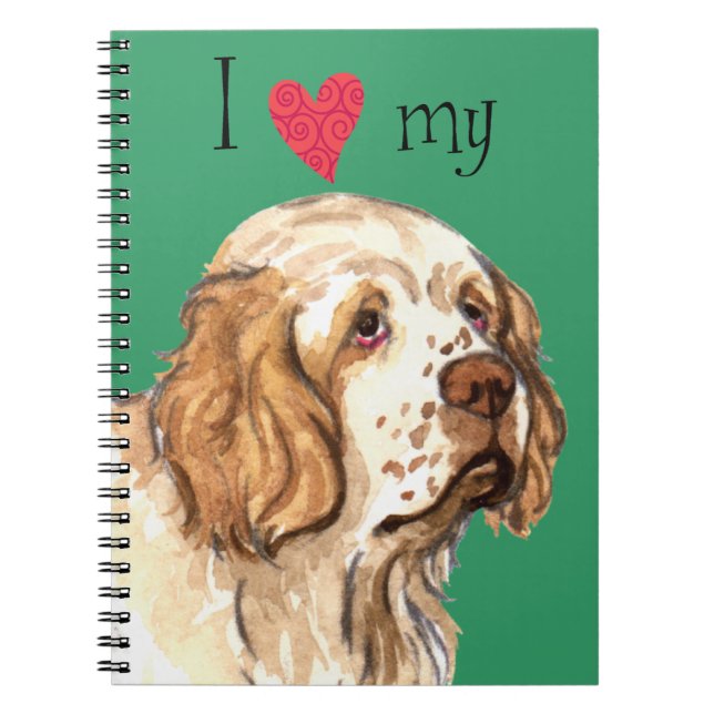 Ich Liebe mein Clumber Spaniel Notizblock (Vorderseite)