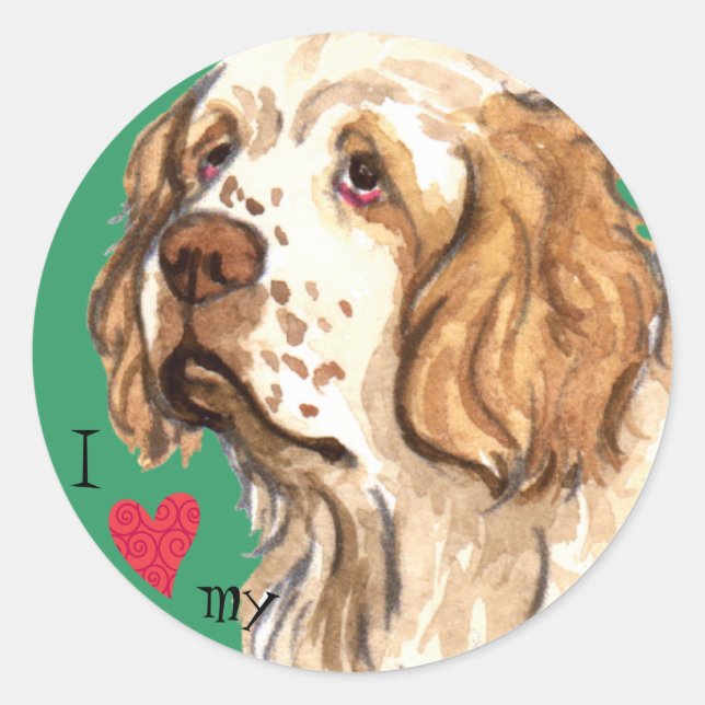 Ich Liebe mein Clumber Spaniel Runder Aufkleber (Vorderseite)