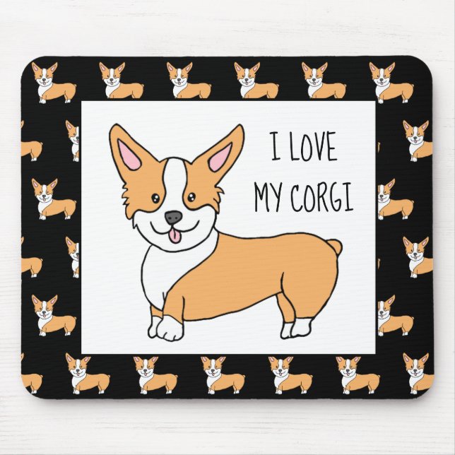 Ich Liebe mein Corgi, Cartoon Corgis Mousepad (Vorne)