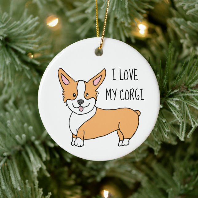 Ich Liebe Mein Corgi Weihnachten Keramik Ornament (Baum)