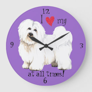 Ich Liebe mein Coton de Tulear Große Wanduhr