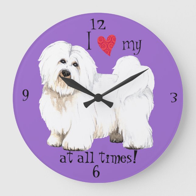 Ich Liebe mein Coton de Tulear Große Wanduhr (Vorderseite)