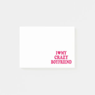 Ich Liebe mein Crazy Boyfriend Post-it Klebezettel