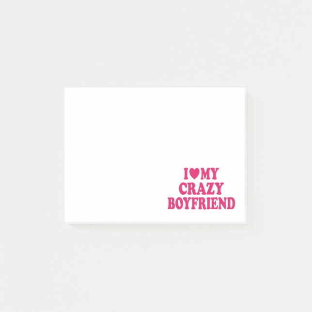 Ich Liebe mein Crazy Boyfriend Post-it Klebezettel (Vorderseite)