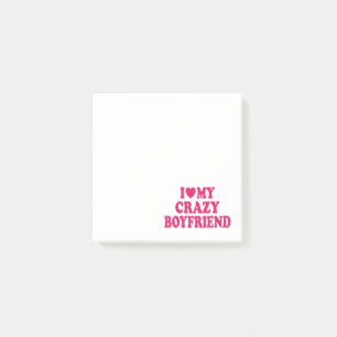 Ich Liebe mein Crazy Boyfriend Post-it Klebezettel