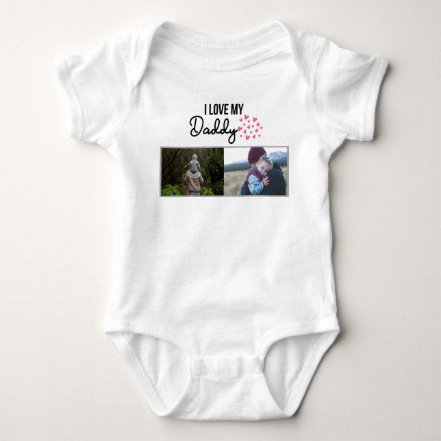 ICH LIEBE MEIN DADDY BABY SCHLIESSEN CUSTOM-FOTO BABY STRAMPLER (Vorderseite)