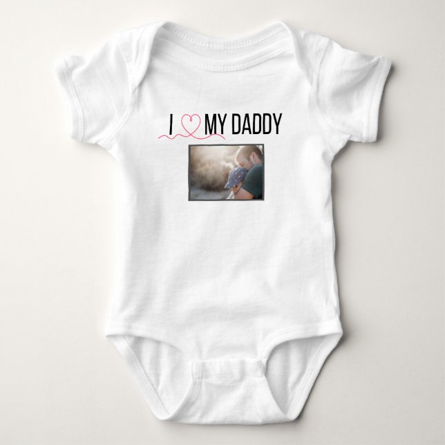 ICH LIEBE MEIN DADDY BABY SCHLIESSEN CUSTOM-FOTO BABY STRAMPLER (Vorderseite)