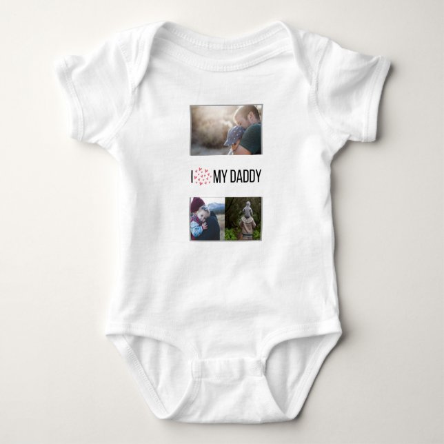 ICH LIEBE MEIN DADDY BABY SCHLIESSEN CUSTOM-FOTO BABY STRAMPLER (Vorderseite)