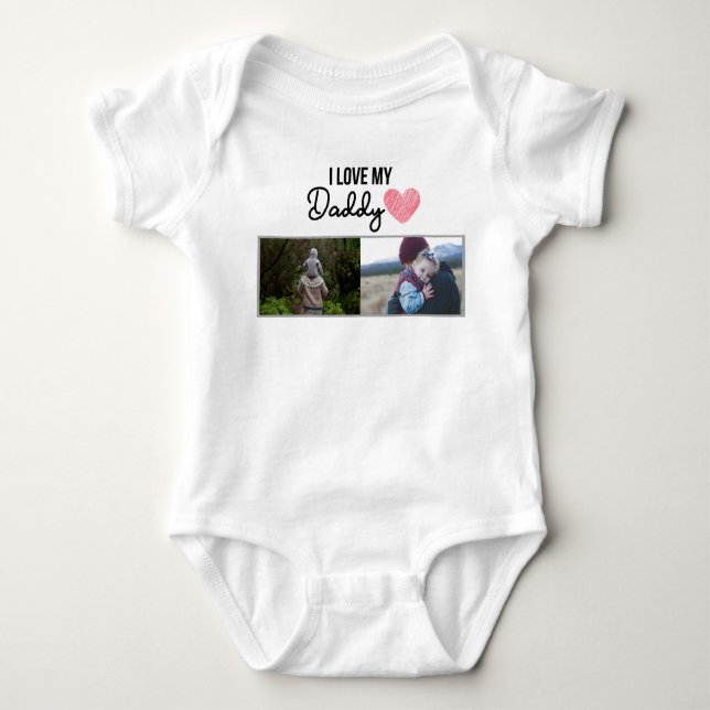 ICH LIEBE MEIN DADDY BABY SCHLIESSEN CUSTOM-FOTO BABY STRAMPLER (Vorderseite)