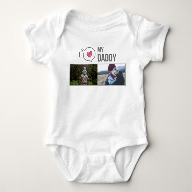 ICH LIEBE MEIN DADDY BABY SCHLIESSEN CUSTOM-FOTO BABY STRAMPLER (Vorderseite)