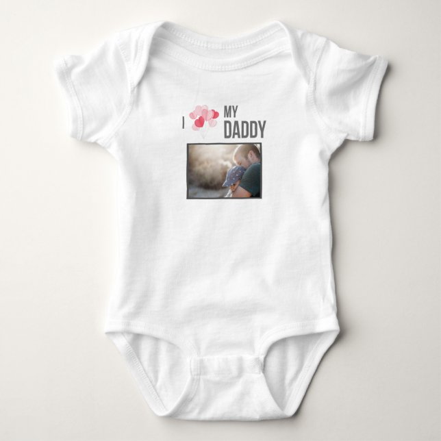 ICH LIEBE MEIN DADDY BABY SCHLIESSEN CUSTOM-FOTO BABY STRAMPLER (Vorderseite)