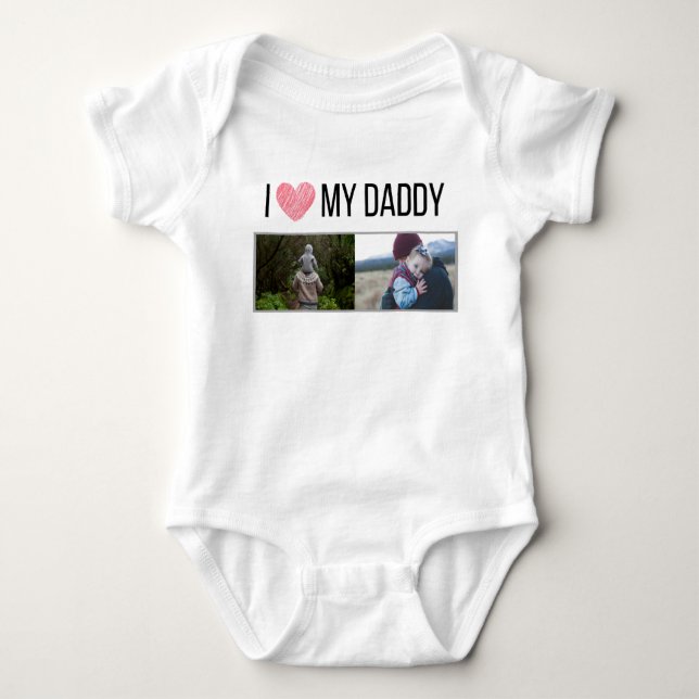 ICH LIEBE MEIN DADDY BABY SCHLIESSEN CUSTOM-FOTO BABY STRAMPLER (Vorderseite)