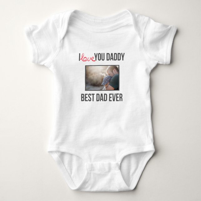 ICH LIEBE MEIN DADDY BABY SCHLIESSEN CUSTOM-FOTO BABY STRAMPLER (Vorderseite)
