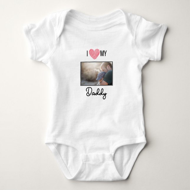 ICH LIEBE MEIN DADDY BABY SCHLIESSEN CUSTOM-FOTO BABY STRAMPLER (Vorderseite)