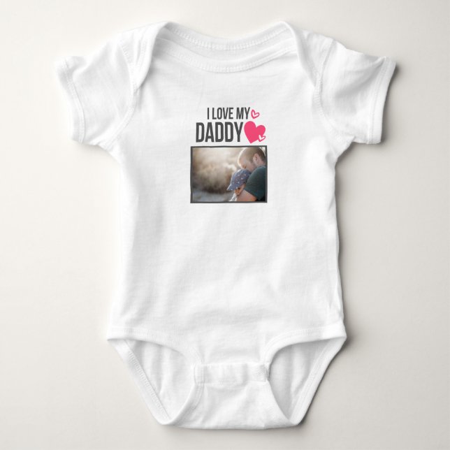 ICH LIEBE MEIN DADDY BABY SCHLIESSEN CUSTOM-FOTO BABY STRAMPLER (Vorderseite)