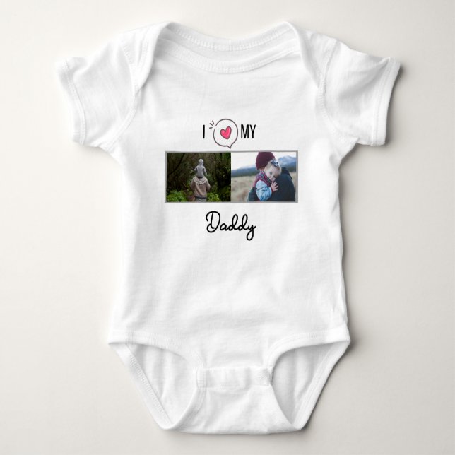 ICH LIEBE MEIN DADDY BABY SCHLIESSEN CUSTOM-FOTO BABY STRAMPLER (Vorderseite)