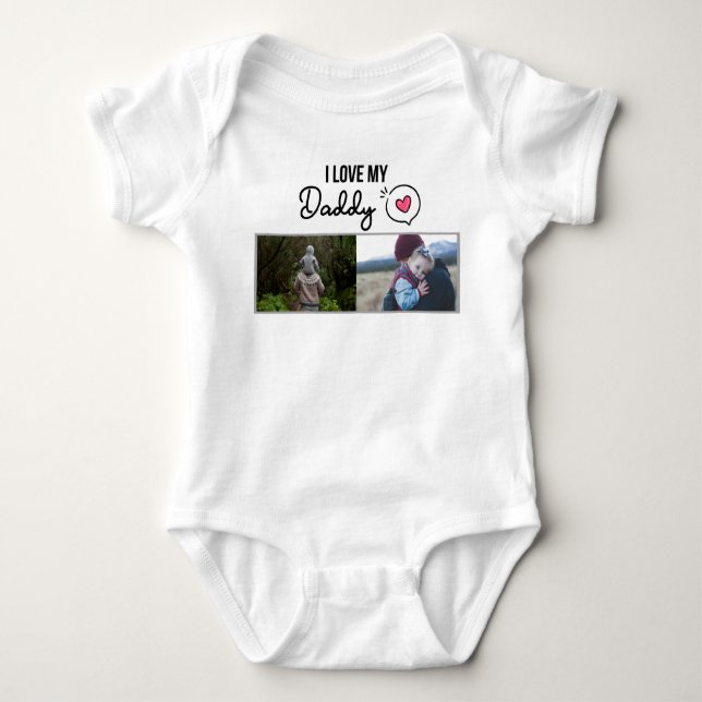 ICH LIEBE MEIN DADDY BABY SCHLIESSEN CUSTOM-FOTO BABY STRAMPLER (Vorderseite)