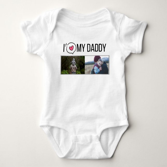 ICH LIEBE MEIN DADDY BABY SCHLIESSEN CUSTOM-FOTO BABY STRAMPLER (Vorderseite)