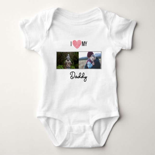 ICH LIEBE MEIN DADDY BABY SCHLIESSEN CUSTOM-FOTO BABY STRAMPLER (Vorderseite)