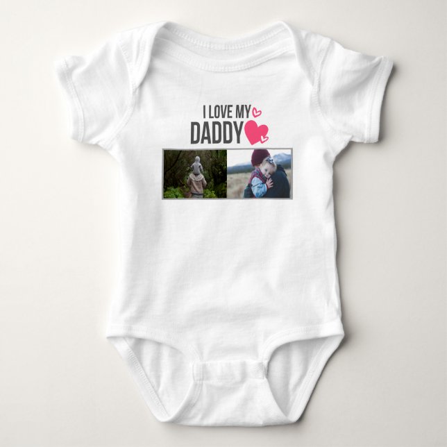 ICH LIEBE MEIN DADDY BABY SCHLIESSEN CUSTOM-FOTO BABY STRAMPLER (Vorderseite)
