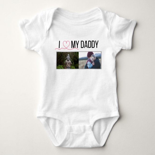 ICH LIEBE MEIN DADDY BABY SCHLIESSEN CUSTOM-FOTO BABY STRAMPLER (Vorderseite)