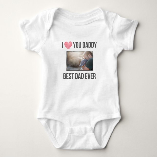 ICH LIEBE MEIN DADDY BABY SCHLIESSEN CUSTOM-FOTO BABY STRAMPLER (Vorderseite)