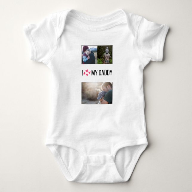 ICH LIEBE MEIN DADDY BABY SCHLIESSEN CUSTOM-FOTO BABY STRAMPLER (Vorderseite)