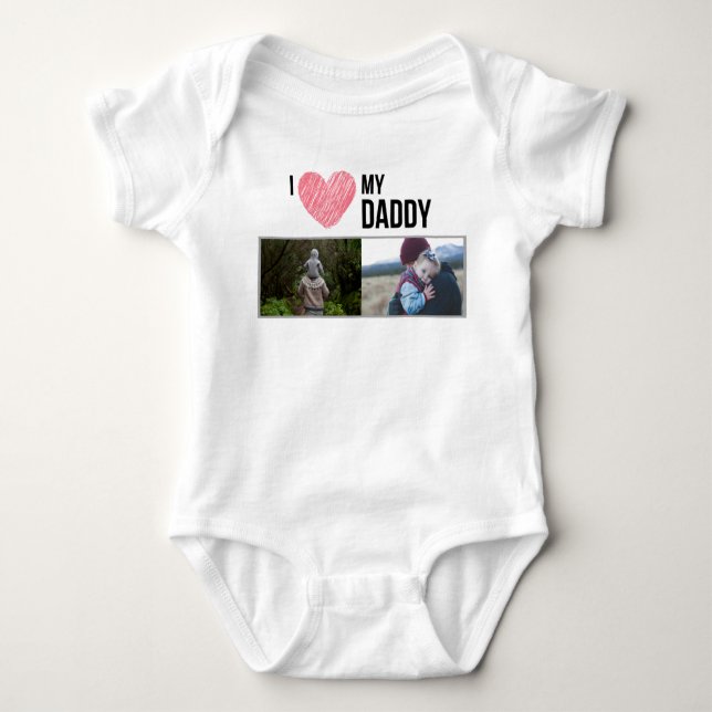 ICH LIEBE MEIN DADDY BABY SCHLIESSEN CUSTOM-FOTO BABY STRAMPLER (Vorderseite)