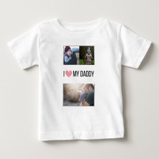 ICH LIEBE MEIN DADDY BABY SCHLIESSEN CUSTOM-FOTO BABY T-SHIRT (Vorderseite)