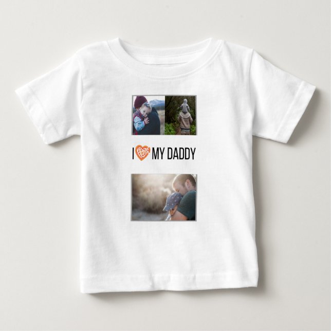 ICH LIEBE MEIN DADDY BABY SCHLIESSEN CUSTOM-FOTO BABY T-SHIRT (Vorderseite)