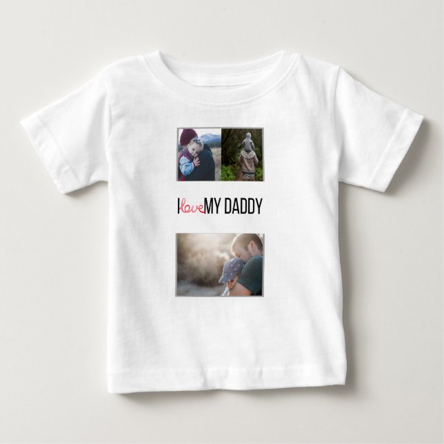ICH LIEBE MEIN DADDY BABY SCHLIESSEN CUSTOM-FOTO BABY T-SHIRT (Vorderseite)