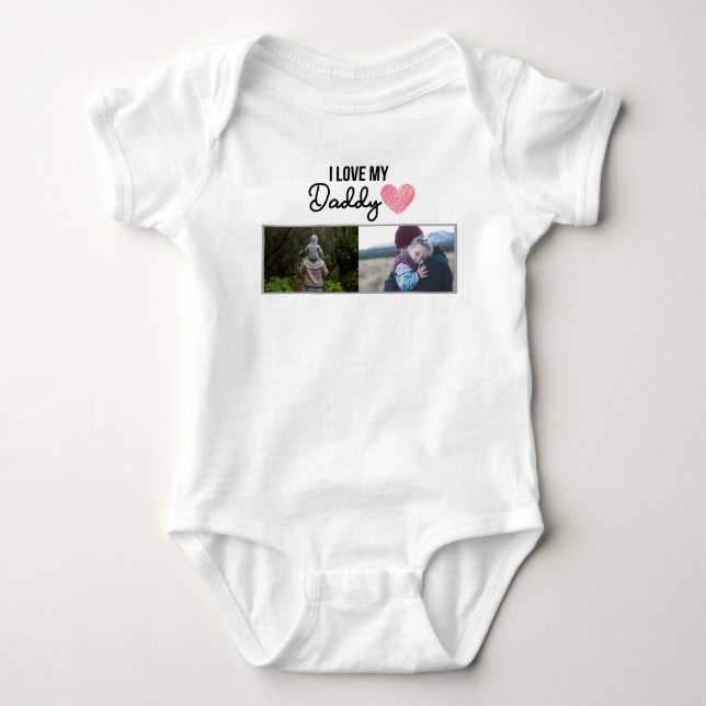 ICH LIEBE MEIN DADDY BABY SCHLIESSEN CUSTOM-FOTO STRAMPLER (Vorderseite)