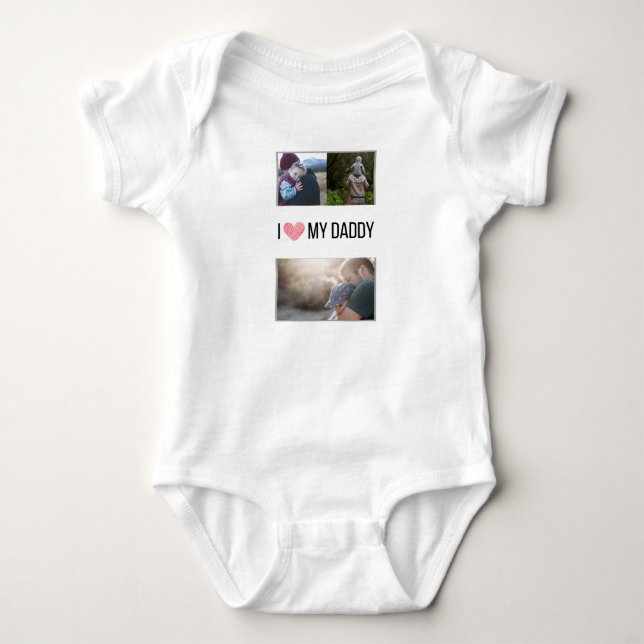 ICH LIEBE MEIN DADDY BABY SCHLIESSEN CUSTOM-FOTO STRAMPLER (Vorderseite)