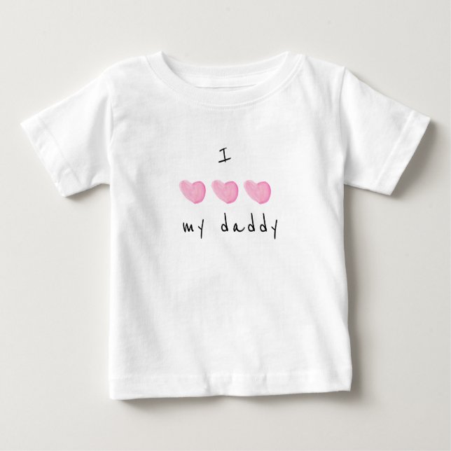 Ich Liebe mein Daddy Pink Herz Baby T-shirt (Vorderseite)