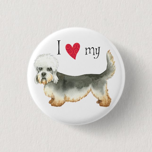 Ich Liebe mein Dandie Dinmont Terrier Button (Vorderseite)