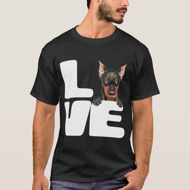 Ich Liebe mein deutscher Pinscher Hund T-Shirt (Vorderseite)