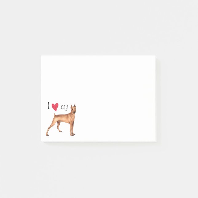 Ich Liebe mein deutscher Pinscher Post-it Klebezettel (Vorderseite)