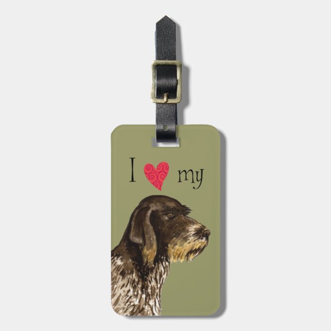 Ich Liebe mein deutsches Drahthaar Pointer Gepäckanhänger (Vorderseite vertikal)