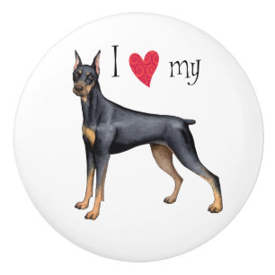 Ich Liebe mein Doberman Pinscher Keramikknauf